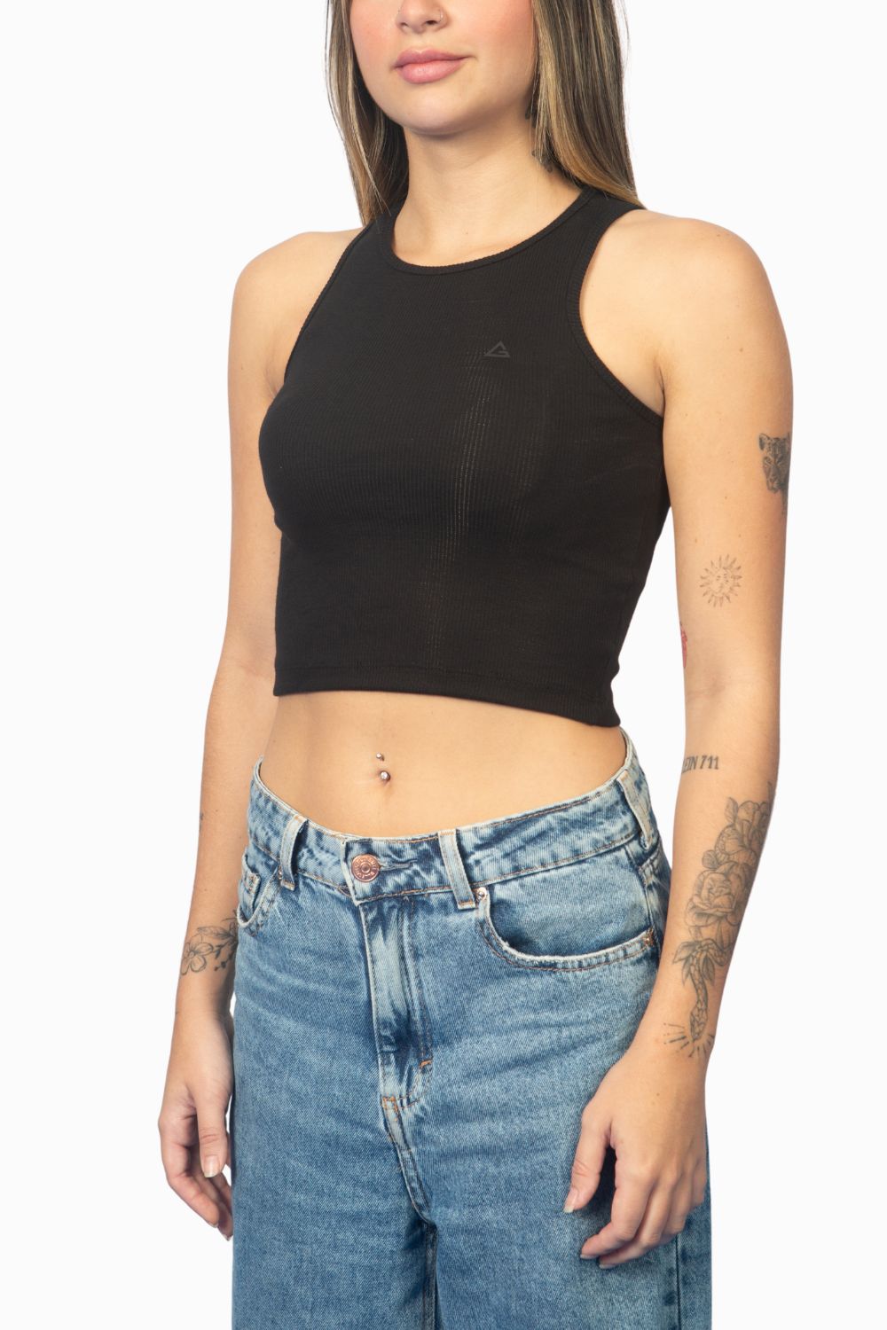 Cropped Regata Legacy Canelado - Preto